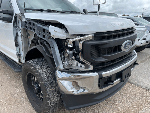 Truck with damaged front